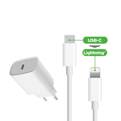 CHARGEUR SECTEUR USB TYPE-C 20W POWER DELIVERY - BLANC