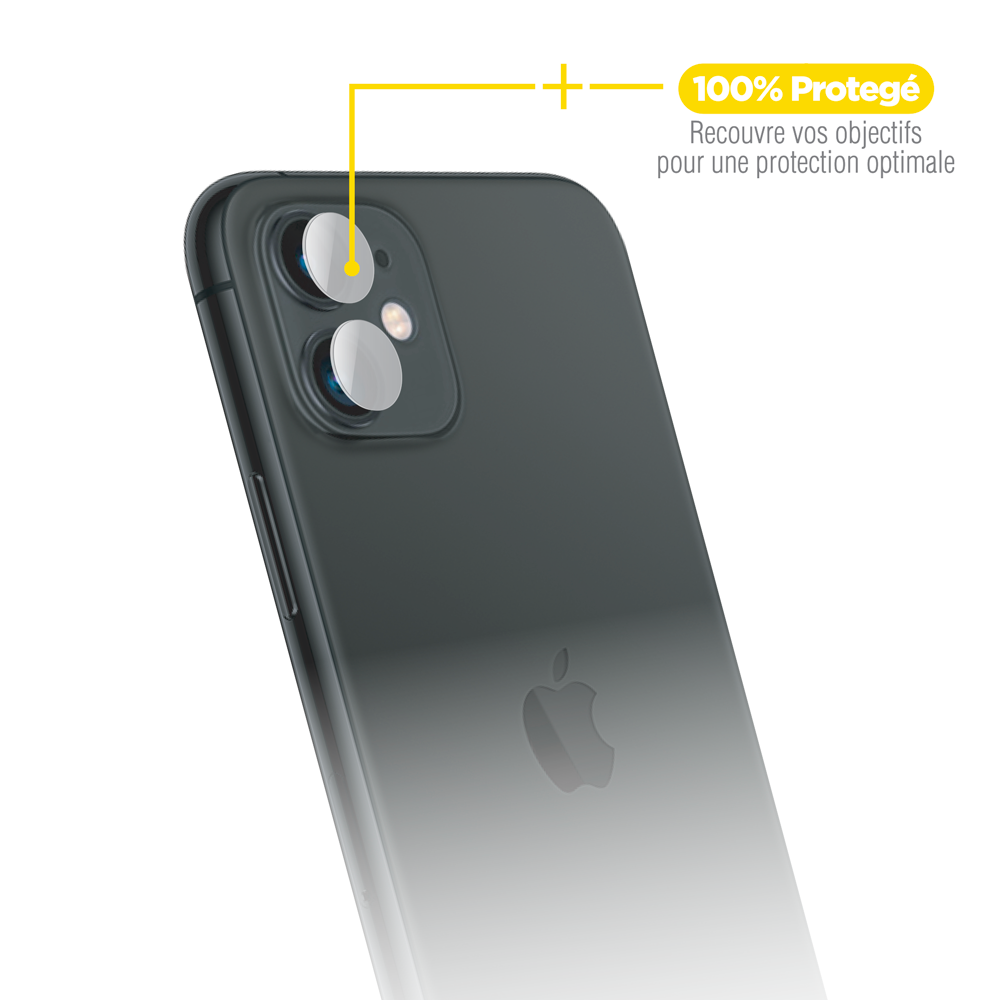 Protection Caméra pour iPhone 11 [Lot de 2] Verre Trempé Intégral Lentille  Appareil Photo Arrière Film Protection Phonillico®