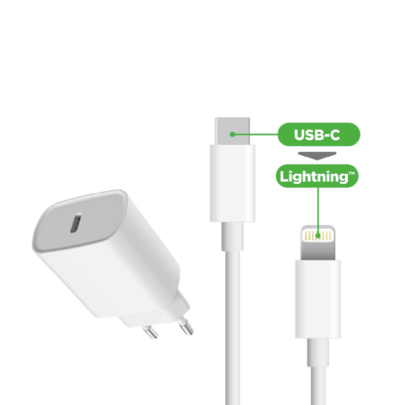 Visiodirect - Chargeur USB-C 20W + Cable de charge Type C vers