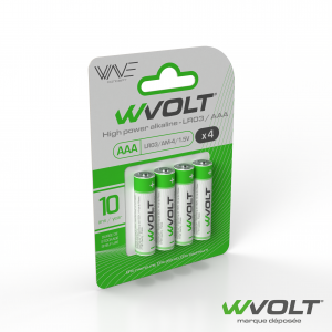 Piles W Volt AAA LR03 - AM-4  1,5V / 24A Alkaline ( vendues par 4 )